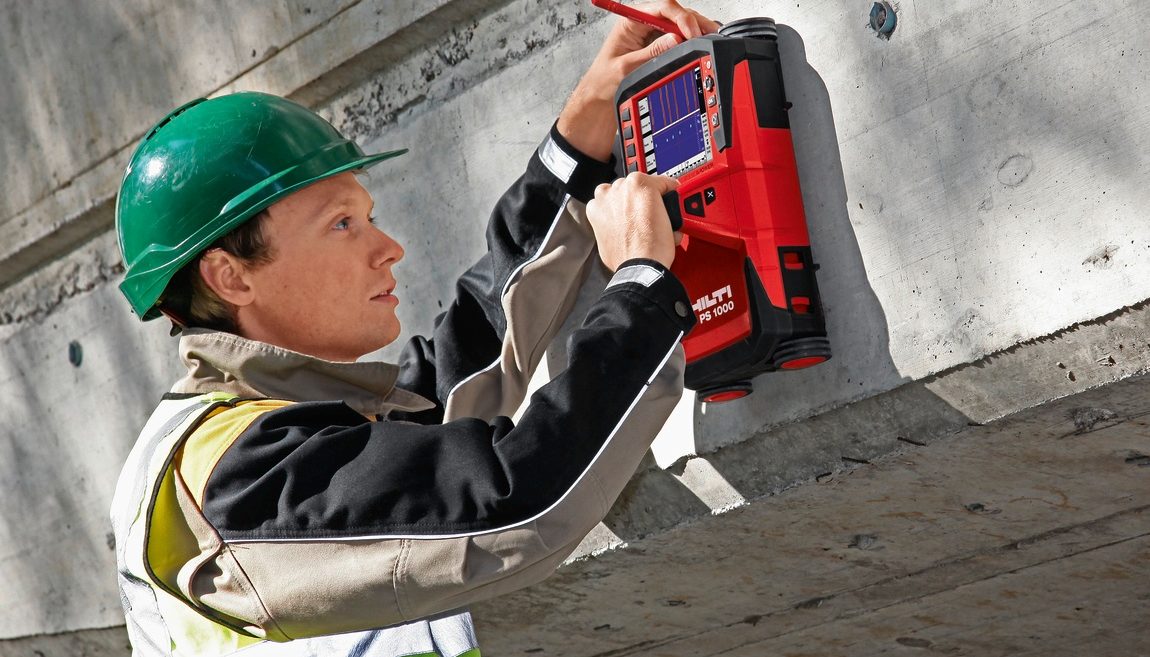 PS 1000 (en) Display in english, PS 1000 X-Scan, PS 1000-B, Bridge Inspection, Civil Engineering, Concrete Inspection, Detection, Post-tensioning cables, tendons, PT cables, Quickscan Recording, Reinforcing bars, Rebar inspection