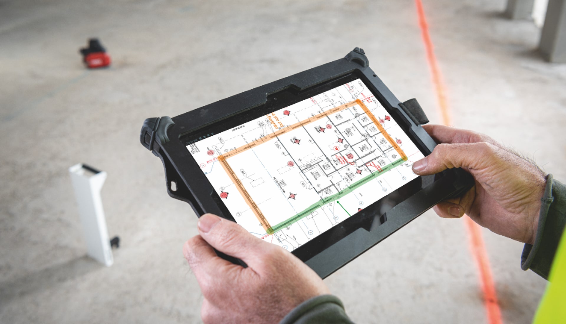 Application de gestion de chantier Fieldwire by Hilti sur une tablette