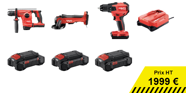 Pack 3 machines équipées 3 batteries + 1 chargeur - 22V Nuron