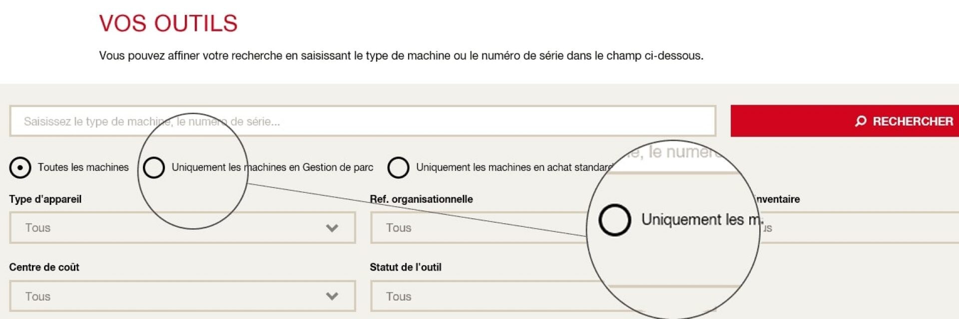 visualiser parc outillage complet