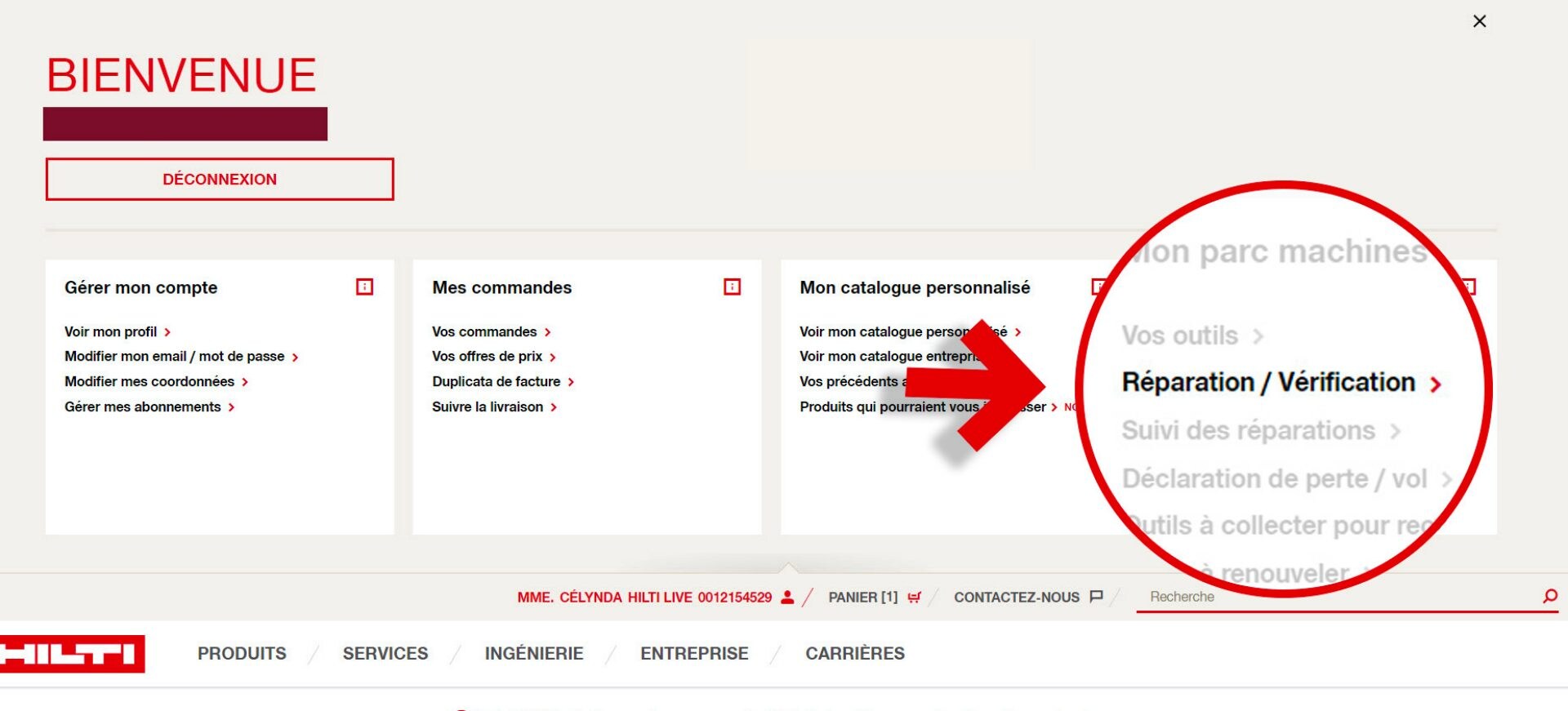 Demander une réparation ou une vérification