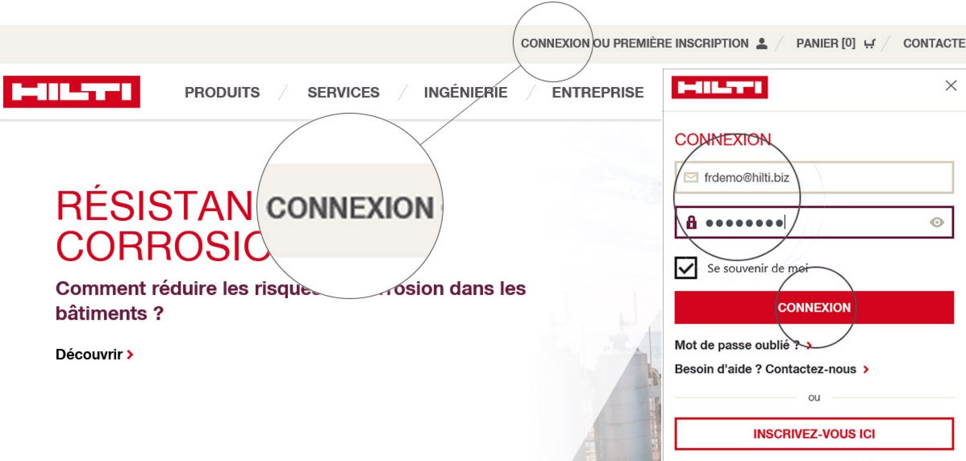 se connecter sur hilti.fr