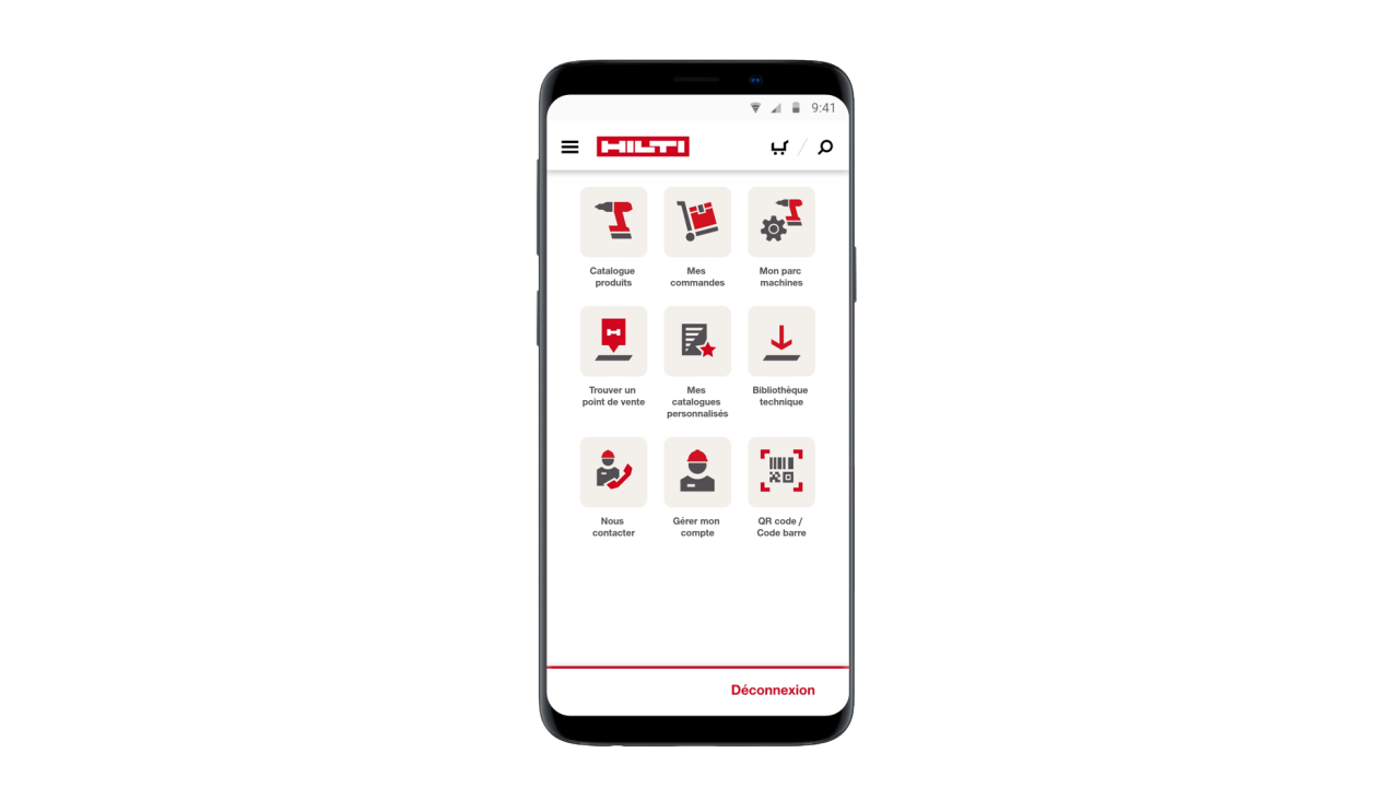 Mobile App Page d'accueil intuitive