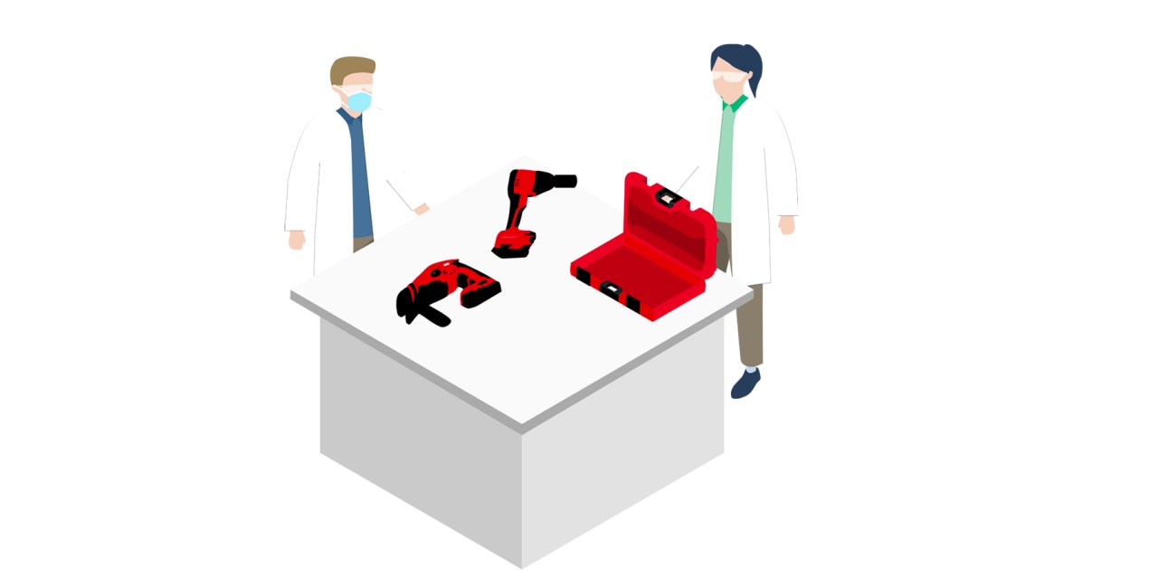 Illustration d'une réparation d'outil au SAV Hilti