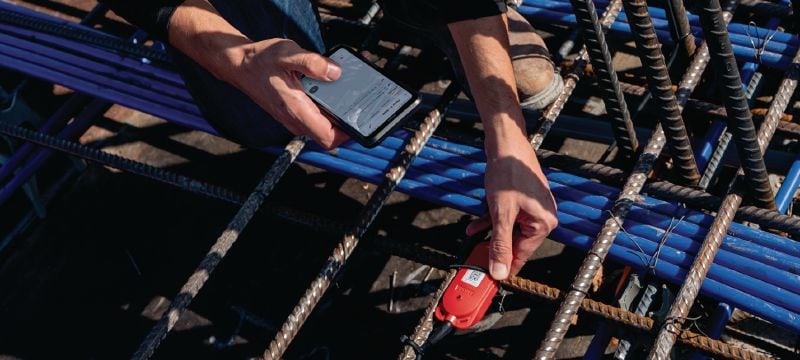 Capteurs de béton HCS T1 (Bluetooth®) Capteurs de maturité du béton pour surveiller sa température et sa résistance à l'aide d'une collecte de données sur chantier via Bluetooth® Applications 1