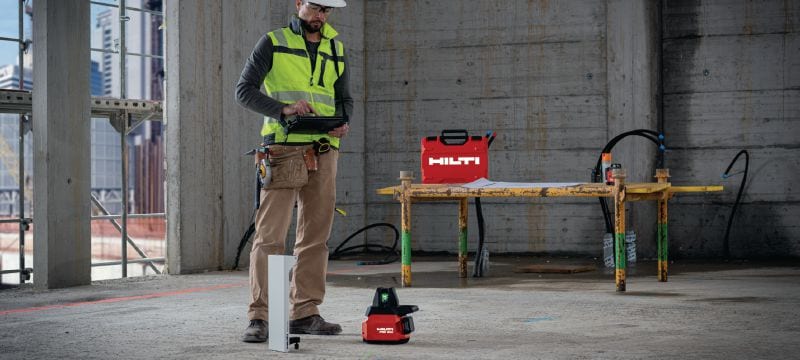 Outil d'implantation de chantier PMD 200 Outil laser d’implantation 2D intuitif permettant de tracer facilement les emplacements des rails pour cloisons sèches et les géométries complexes des environnements intérieurs Applications 1