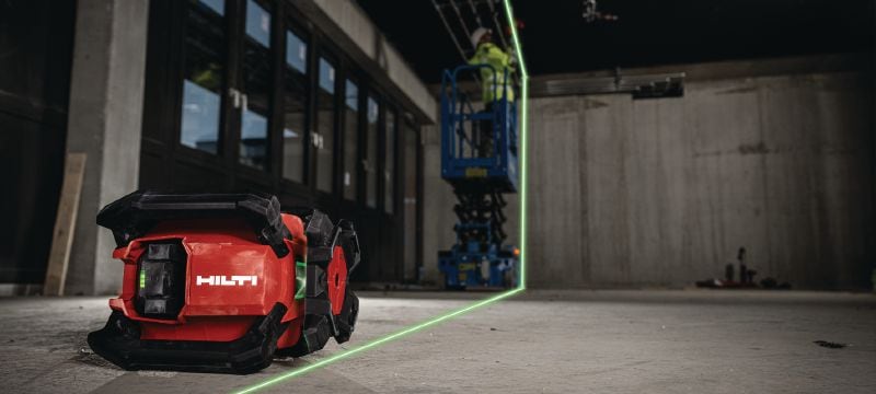 PR 40G-22 Niveau laser rotatif vert pente simple Niveau laser rotatif intérieur robuste avec faisceau vert très visible et fonctions automatiques pour nivellement, alignement, pentes et équerrage (plateforme Nuron) Applications 1