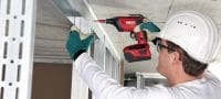 Vis pointues pour panneaux de fibres S-DS14B M1 Vis en bande-chargeur pour panneau de fibres (phosphatée) pour chargeur de vis SD-M 1 ou SD-M 2 – pour la fixation de panneaux de fibres sur le bois ou le métal Applications 2