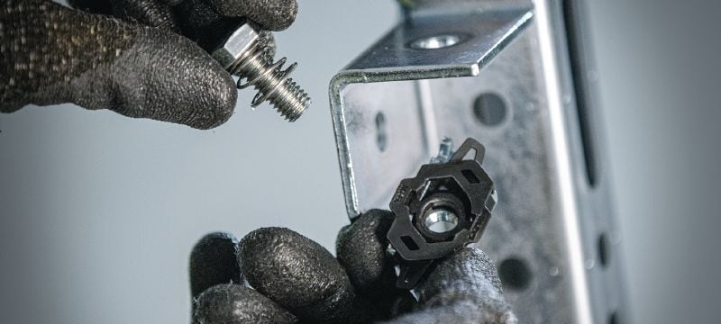 Bouton d'assemblage rapide MT-FL (Fast Lock) Écrou de rail à verrouillage rapide avec boulon pour la fixation de platines et connecteurs sur les rails de supportage MT Applications 1