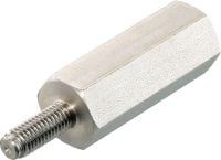 Adaptateur d'espacement fileté (acier inoxydable) Adaptateur d'espacement fileté en acier inoxydable mâle/femelle pour la fixation sur des poutres en acier revêtu de protection passive contre l’incendie (PFP)