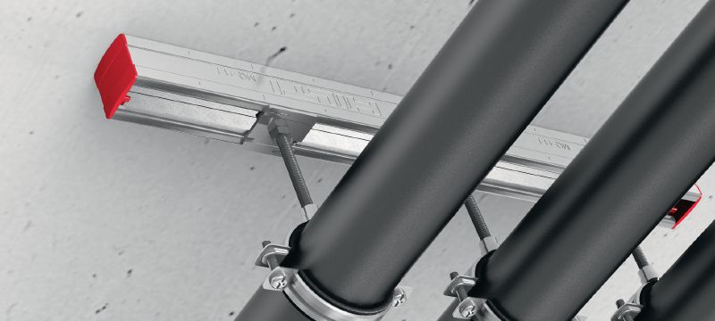 Rail de supportage MQ-41-L Rail de supportage MQ galvanisé d'une hauteur de 41 mm, destiné aux applications pour charges moyennes Applications 1
