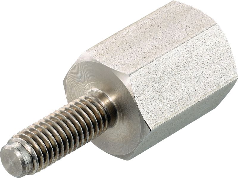 Adaptateur d'espacement fileté (acier inoxydable) Adaptateur d'espacement fileté en acier inoxydable mâle/femelle pour la fixation sur des poutres en acier revêtu de protection passive contre l’incendie (PFP)