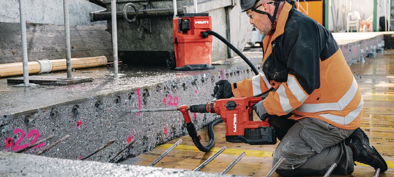 Perforateur sans fil TE 60-22 Puissant perforateur sans fil SDS Max (TE-Y) avec un rapport poids-puissance élevé pour le forage et le burinage intensifs dans le béton et la maçonnerie (batterie Nuron) Applications 1
