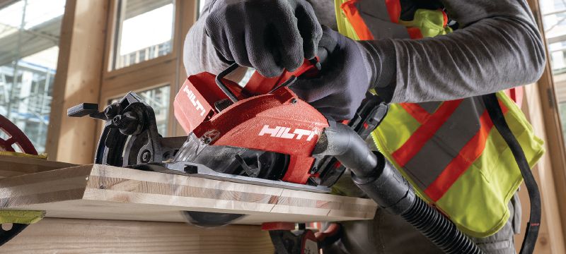 Scie circulaire sans fil pour bois SC 6WL-22 Scie circulaire sans fil pour la découpe du bois jusqu'à 60 mm | 2-3/8 avec une lame bois universelle plus rapide de 165 mm | 6-1/2 de diamètre Applications 1