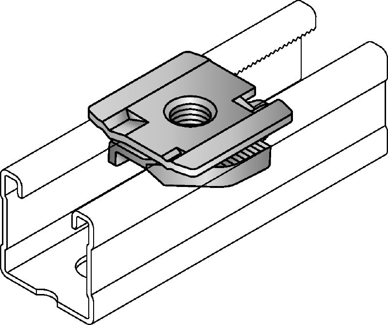 Selle pour collier de serrage MQA-S Plaquette à rails galvanisée pour raccorder les composants filetés aux rails MQ/HS