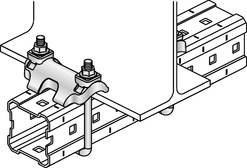 MI-DGC Double clip-étau galvanisé à chaud (GAC) pour fixer les rails MI sur des poutres en acier dans les applications pour charges lourdes