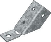 Équerre d'angle MT-AB-L 45 OC Équerre d'angle de 45 degrés pour l'ancrage des structures de rails de supportage MT-40 et MT-50 dans le béton et pour l'utilisation en milieu extérieur avec faible pollution