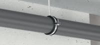 Collier de serrage galvanisé à chaud MP-PI (isolation acoustique) Collier de tuyau standard galvanisé à chaud (GAC) avec insert d'insonorisation destiné aux applications pour charges légères Applications 1