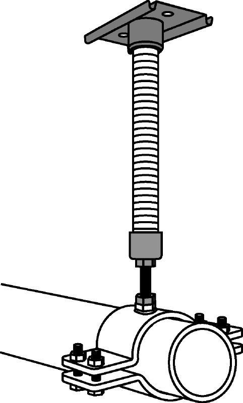 MFP 1a-F Kit point fixe galvanisé à chaud (GAC) pour une flexibilité maximale dans les applications avec des charges axiales de tuyau jusqu'à 3 kN
