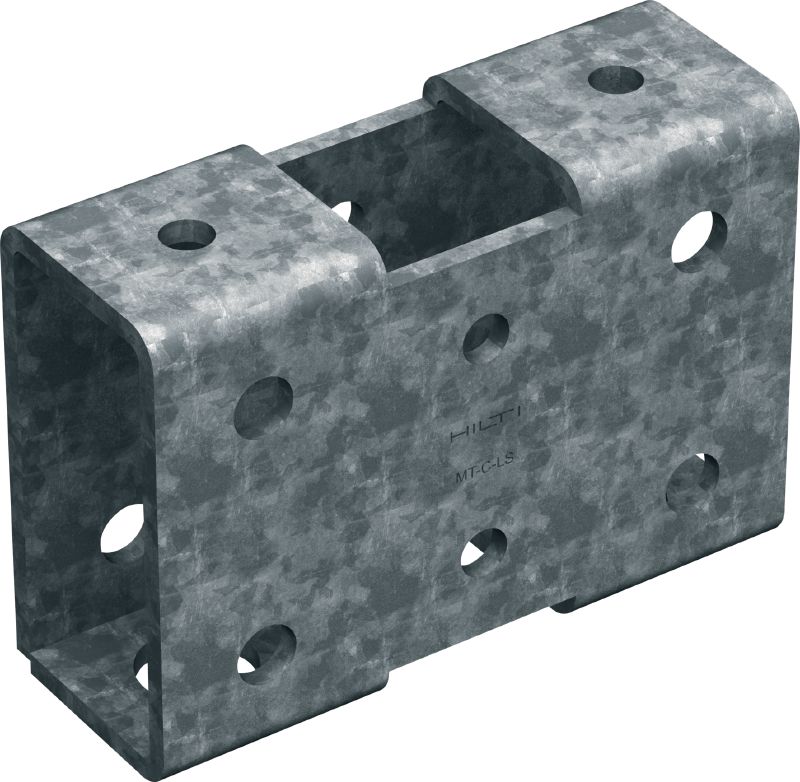 Image 1 of 1: Connecteur de longue portée MT-C-LS OC Connecteur de rails de supportage avec revêtement résistant à la corrosion pour l'assemblage et le renforcement des structures de support modulaires avec de plus longues portées et pour l'utilisation en milieu extérieur avec faible pollution