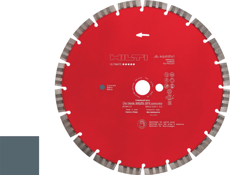 Disque diamant pour béton SPX Disque diamant haute performance pour une découpe de haute qualité dans le béton, avec des marquages permanents pour une utilisation correcte