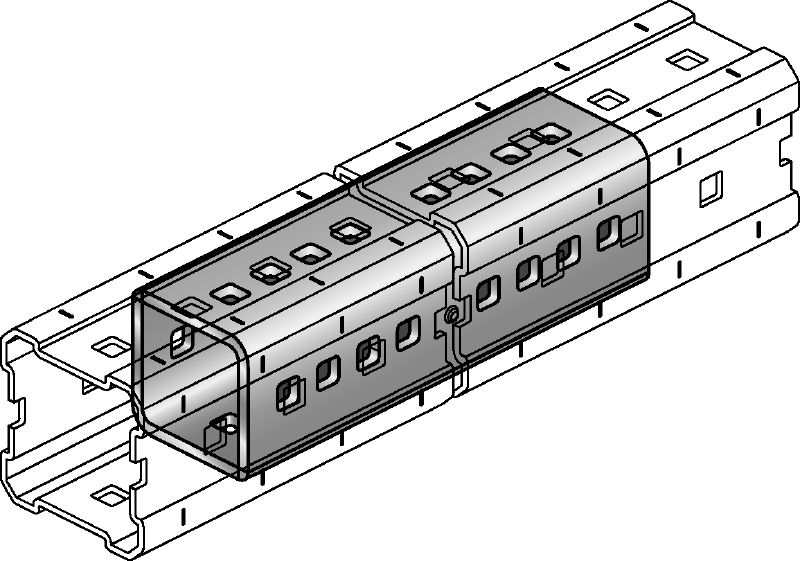 MIC-E Élément de liaison galvanisé à chaud (GAC) destiné à l'assemblage longitudinal des rails MI pour les longues travées dans les applications pour charges lourdes