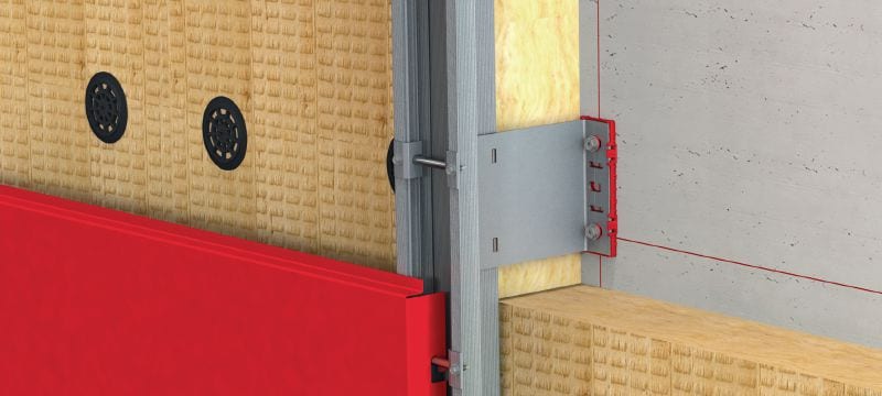 Patte-équerre FOX VI L Patte-équerre murale polyvalente pour l'installation de structures de façade pare-pluie Applications 1
