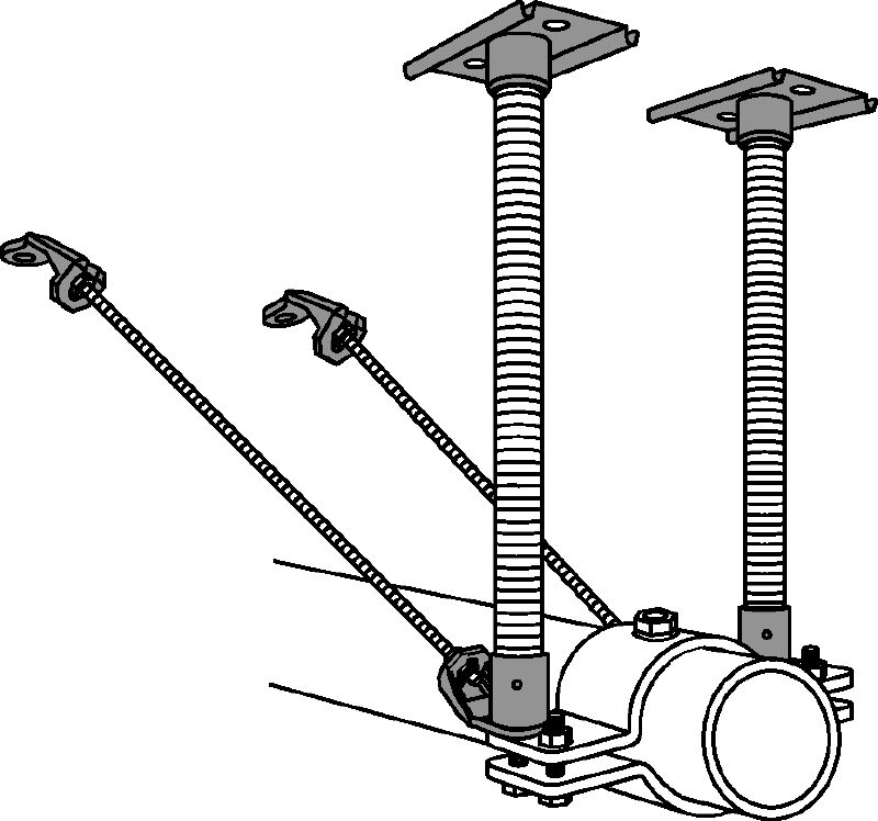 Point fixe MFP 3-F Kit point fixe galvanisé à chaud (GAC) avec renfort pour une performance maximale dans les applications avec des charges axiales de tube jusqu'à 20 kN