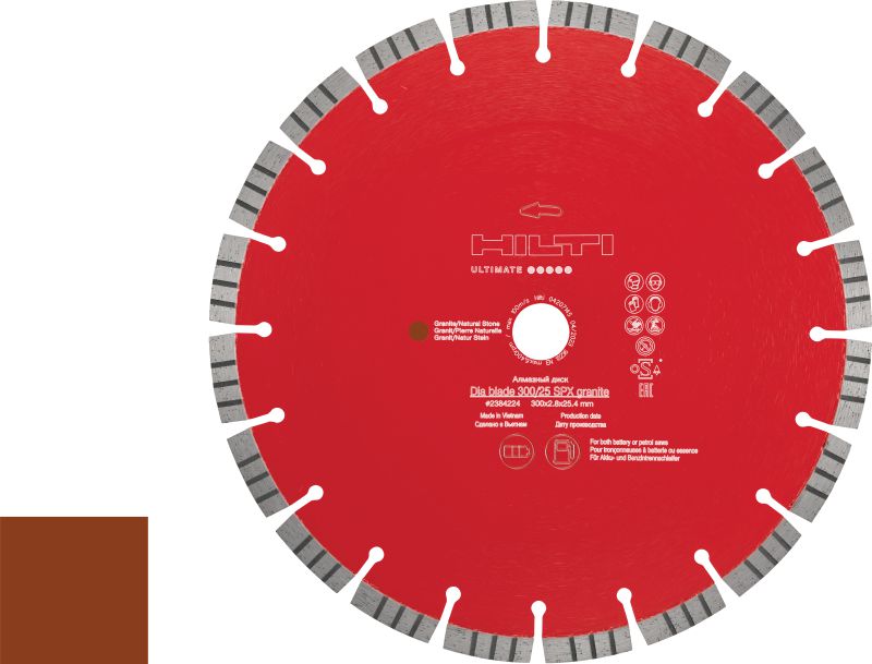 Disque diamant pour granit SPX Disque diamant haute performance pour une découpe de haute qualité dans le granit, avec des marquages permanents pour une utilisation correcte