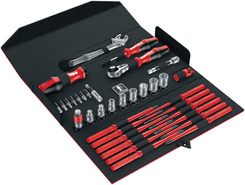 Kit d'outils à main S-TK (mécanique et électricité) Kit de 35 pièces contenant des outils à main durables, pratiques et permettant de gagner du temps pour les poseurs professionnels d'installations mécaniques, électriques et de plomberie