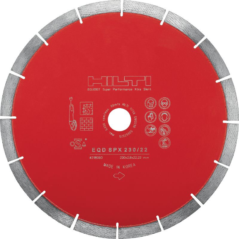 Disque diamant silencieux SPX Disque diamant silencieux Ultimate à technologie Equidist pour la découpe dans différents matériaux support