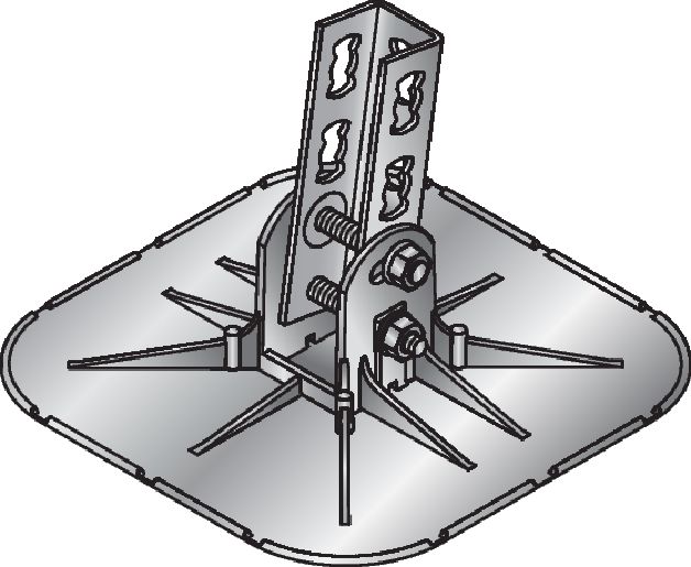 Plaque de répartition des charges MV-LDP-L Plaque de répartition des charges robuste à angle réglable pour l'installation de climatiseurs, passerelles, tuyaux de ventilation, tuyauterie et chemins de câbles sur toits plats