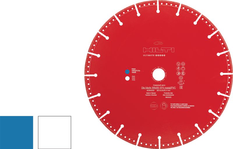 Disque diamant pour coupe de PVC/métal SPX Disque diamant Ultimate pour une découpe de haute qualité dans le métal et le PVC, avec des marquages permanents pour une utilisation correcte
