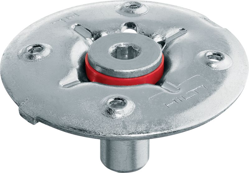 Coupelle de fixation pour caillebotis X-FCM-F HL à charge élevée (revêtement duplex) Coupelle de fixation à revêtement duplex pour fixer les caillebotis de sol à charge élevée dans des environnements moyennement corrosifs à l'aide de goujons filetés