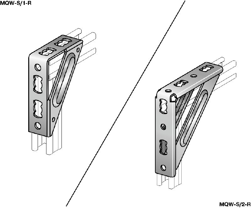 Support d'angle MQW-S-R Équerre solide à 90 degrés en acier inoxydable (A4) pour relier plusieurs rails entretoises MQ dans des applications pour charges moyennes/lourdes