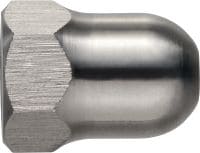 Écrou en dôme DN-R en acier inoxydable Écrou en dôme en acier inoxydable pour l'utilisation avec des chevilles à expansion HST3-R dans les environnements corrosifs en vue d'obtenir une finition plus esthétique et de dissimuler les filetages tranchants