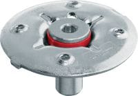 Coupelle de fixation pour caillebotis X-FCM-F HL à charge élevée (revêtement duplex) Coupelle de fixation à revêtement duplex pour fixer les caillebotis de sol à charge élevée dans des environnements moyennement corrosifs à l'aide de goujons filetés