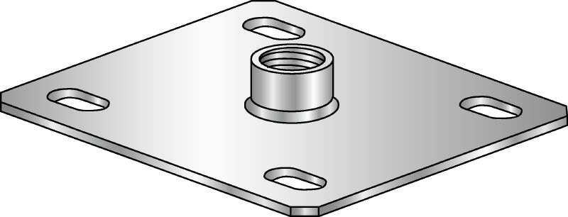Platine pour charges lourdes MGZ 4 Platine galvanisée pour charges lourdes avec homologation chocs de la défense civile et quatre points de chevillage