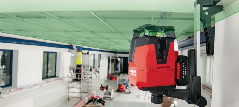 Laser multidirectionnel PM 40-MG Laser multidirectionnel à 3 lignes vertes pour l'aplomb, le nivellement, l'alignement et l'équerrage Applications 1
