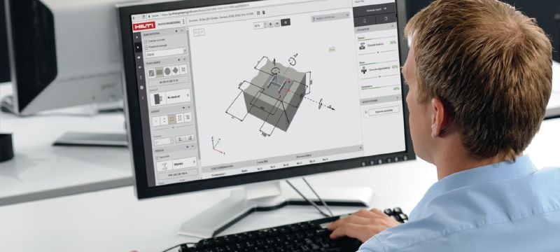 Suite PROFIS Engineering - Logiciel de dimensionnement structurel Logiciel d'ingénierie PROFIS basé en ligne pour le dimensionnement de connexions acier-béton et béton-béton selon une large plage de codes et d'homologations Applications 1