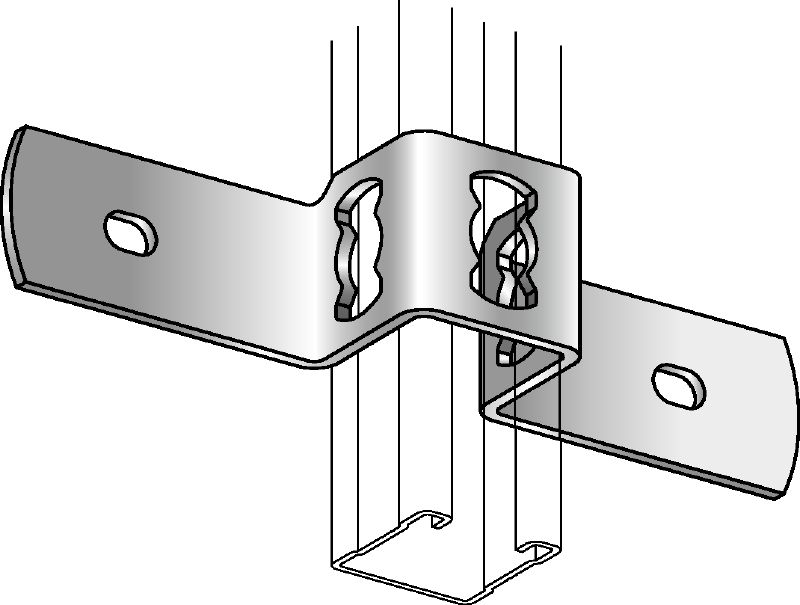 Attache MQB (entretoise sur béton) Attache galvanisée pour le raccordement croisé d'un rail entretoise MQ sur le béton