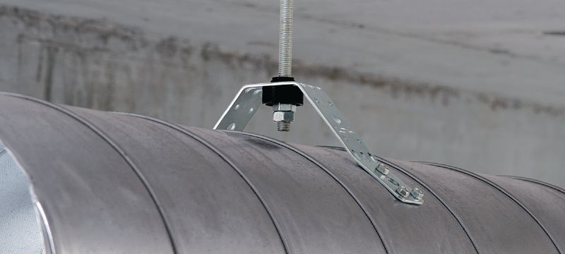 MVA-S Attaches pour gaine de ventilation galvanisées destinées à la fixation de conduits de ventilation avec insonorisation Applications 1