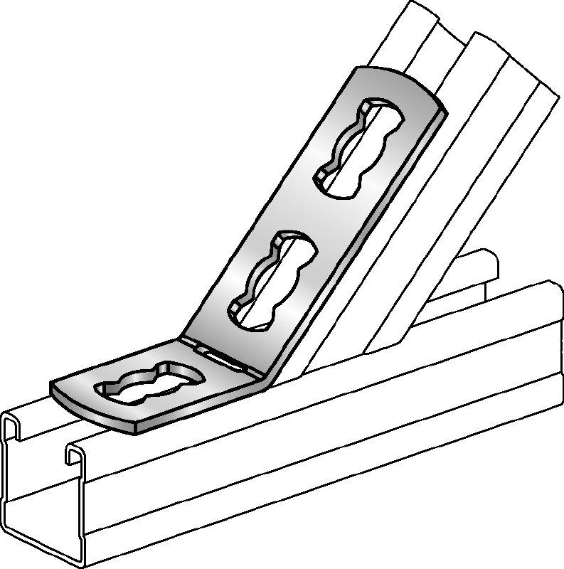 Support d'angle MQW-3/45 Équerre à 45 ou 135 degrés galvanisée pour le raccordement de plusieurs rails entretoises MQ