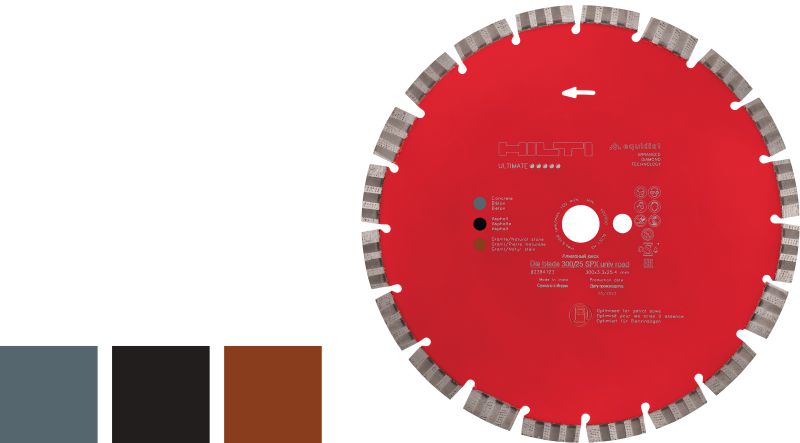 Disque diamant universel pour route SPX Disque diamant ultimate pour une découpe de qualité supérieure dans une large gamme de matériaux supports, avec des marquages permanents pour une utilisation correcte