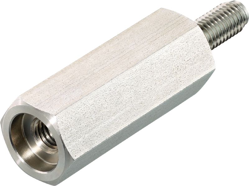 Adaptateur d'espacement fileté (acier inoxydable) Adaptateur d'espacement fileté en acier inoxydable mâle/femelle pour la fixation sur des poutres en acier revêtu de protection passive contre l’incendie (PFP)
