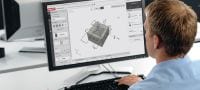 Suite PROFIS Engineering - Logiciel de dimensionnement structurel Logiciel d'ingénierie PROFIS basé en ligne pour le dimensionnement de connexions acier-béton et béton-béton selon une large plage de codes et d'homologations Applications 1