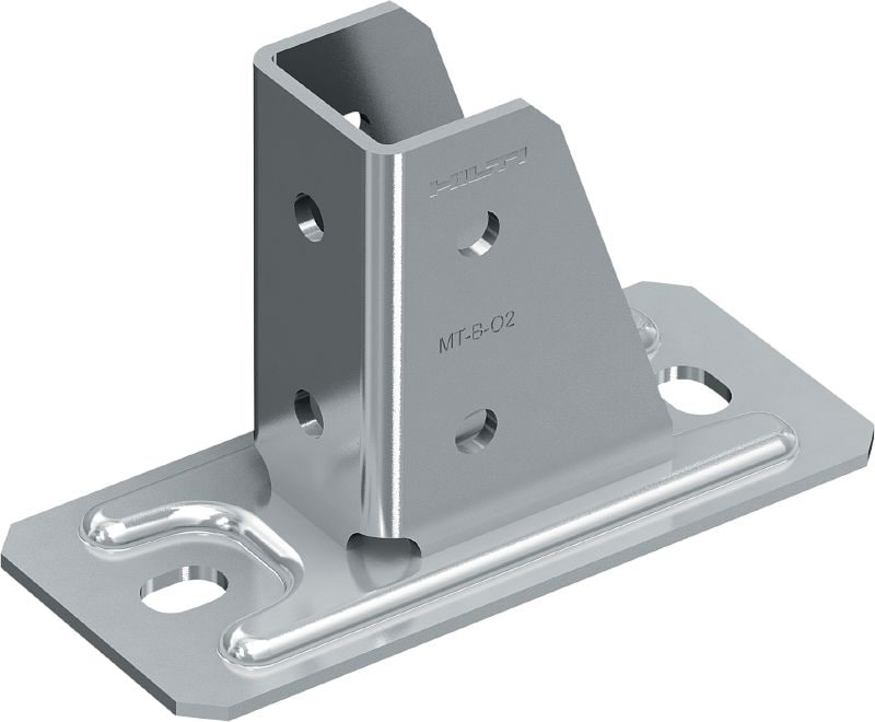 Platine MT-B-O2 pour rails de supportage Connecteur de base pour l'ancrage de structures de rails de supportage dans le béton ou l'acier