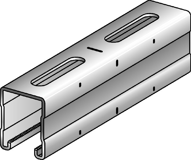 Rail MQ-52-R Rail entretoise MQ en acier inoxydable (A4) d'une hauteur de 52 mm destiné aux applications pour charges moyennes/lourdes