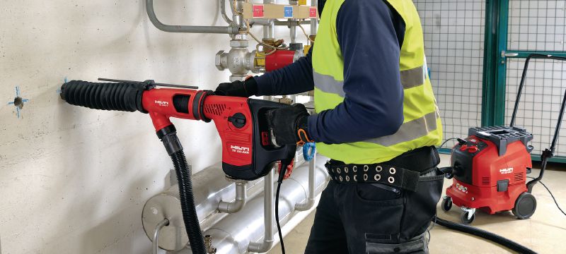 Système d'aspiration de poussière TE DRS-Y Système d'aspiration de poussière pour forage et burinage du béton avec les burineurs SDS Max (TE-Y) Hilti Applications 1