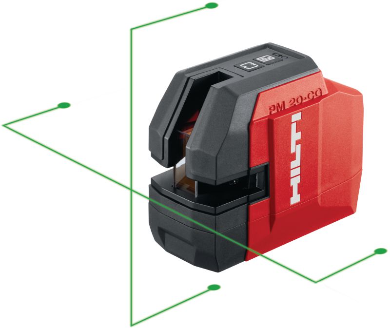 Laser ligne transversal et vertical PM 20-CG Laser combiné à faisceau vert avec 2 lignes et 5 points pour l'aplomb, le nivellement, l'alignement et l'équerrage